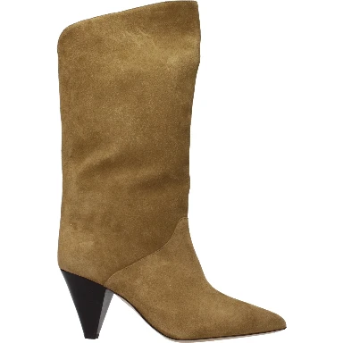 Brown Leather High Heel Boots
