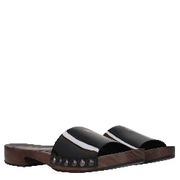 Black Leather Slippers