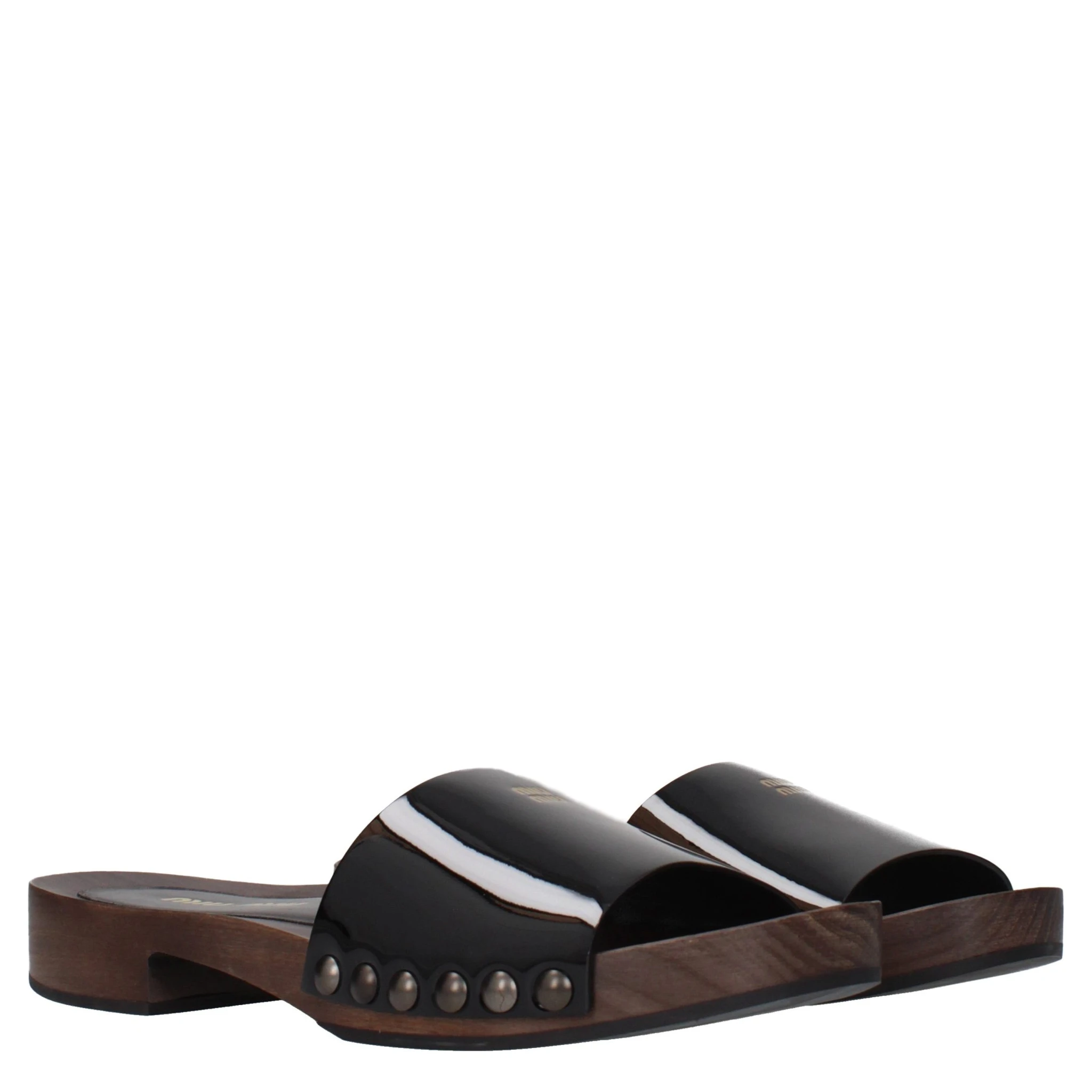 Black Leather Slippers