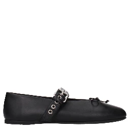 Black Leather Ballet Flats