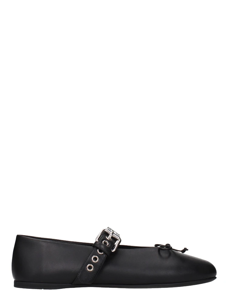 Black Leather Ballet Flats
