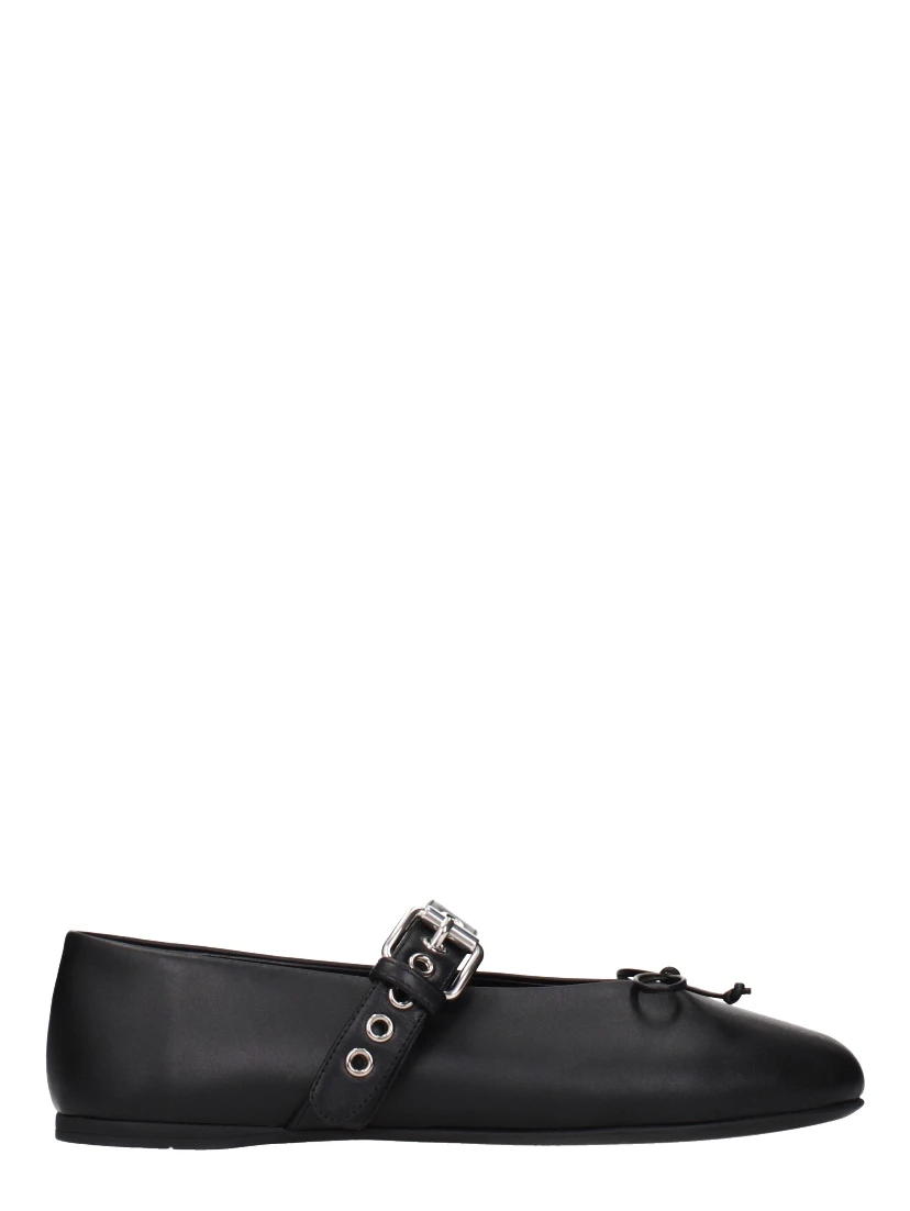Black Leather Ballet Flats