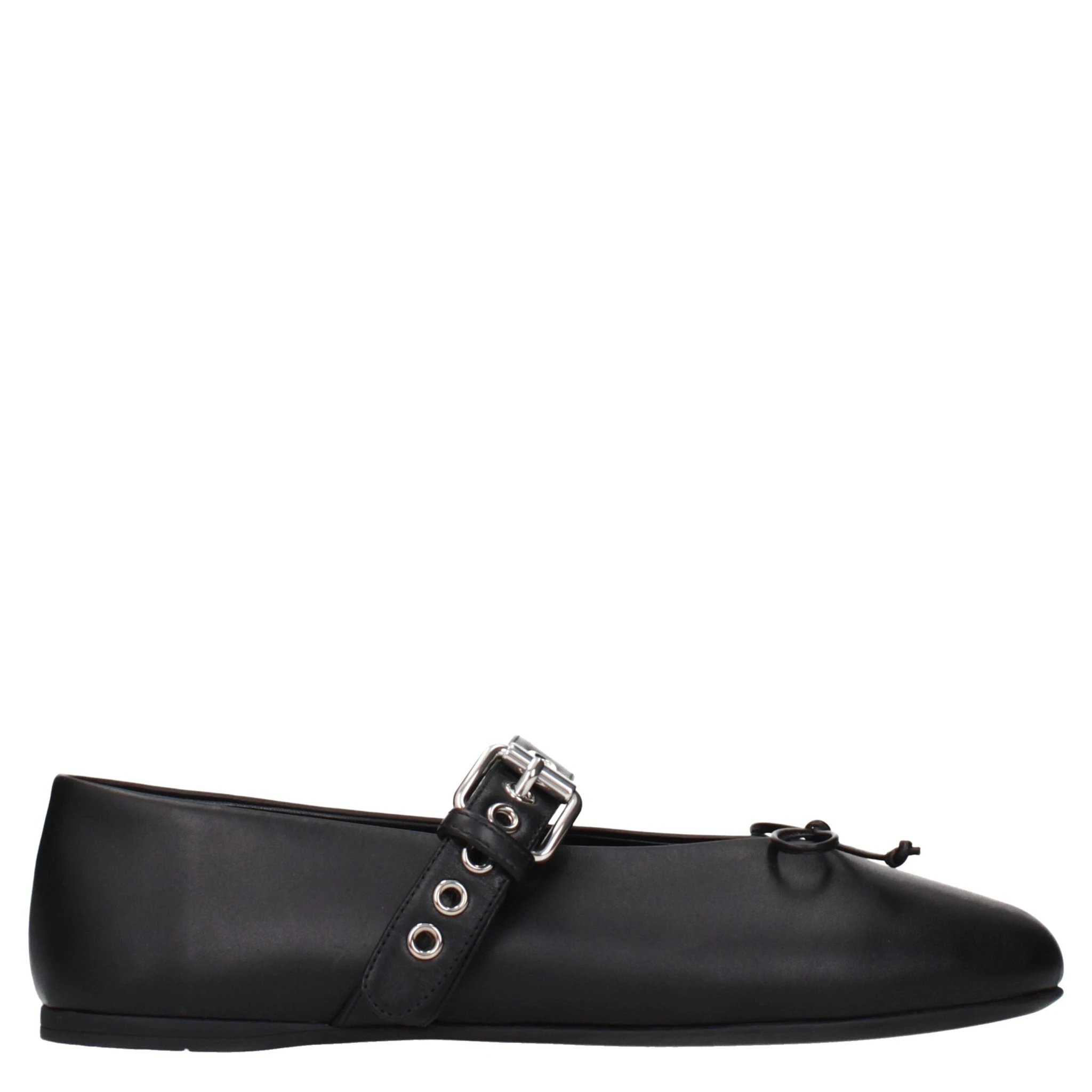 Black Leather Ballet Flats
