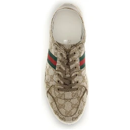 Beige Fabric Athletic Sneakers