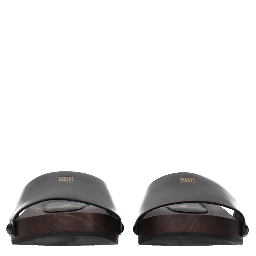 Black Leather Slippers