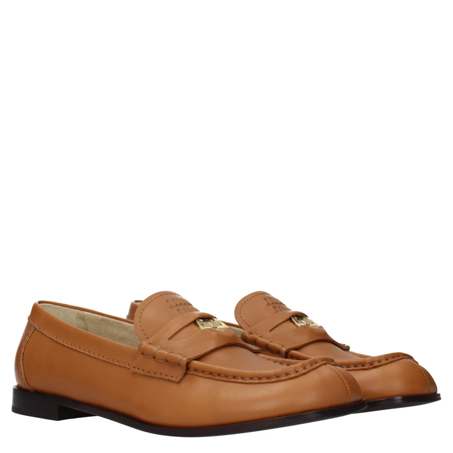 Brown Leather Slip-On Loafers
