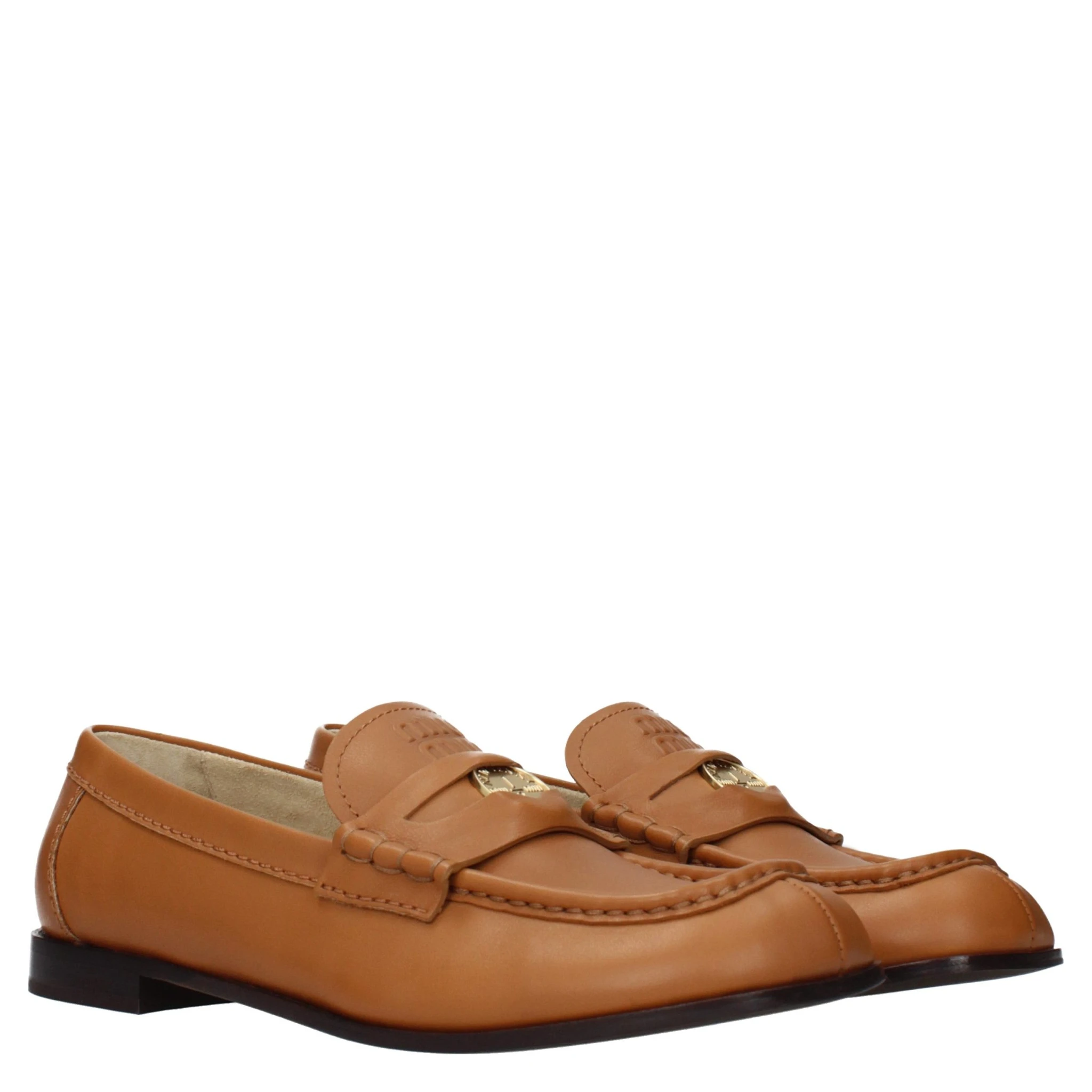 Brown Leather Slip-On Loafers