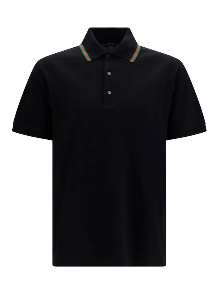 Black Cotton Polo Shirt