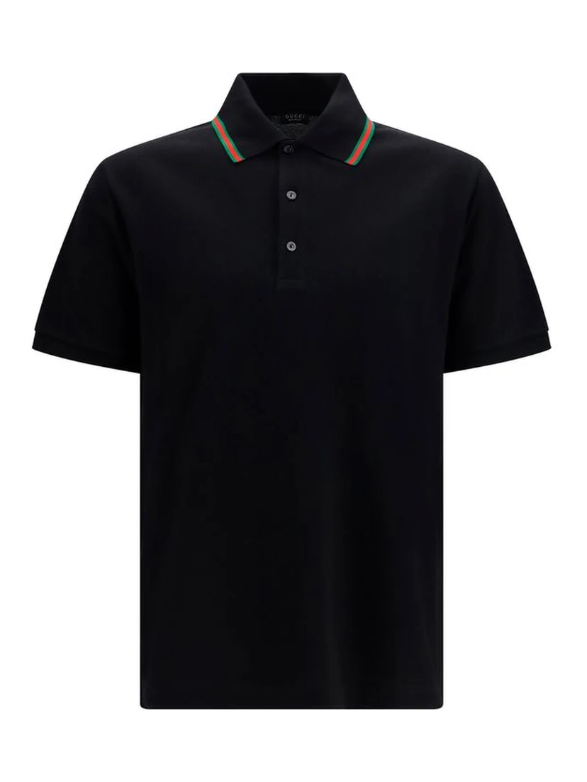Black Cotton Polo Shirt
