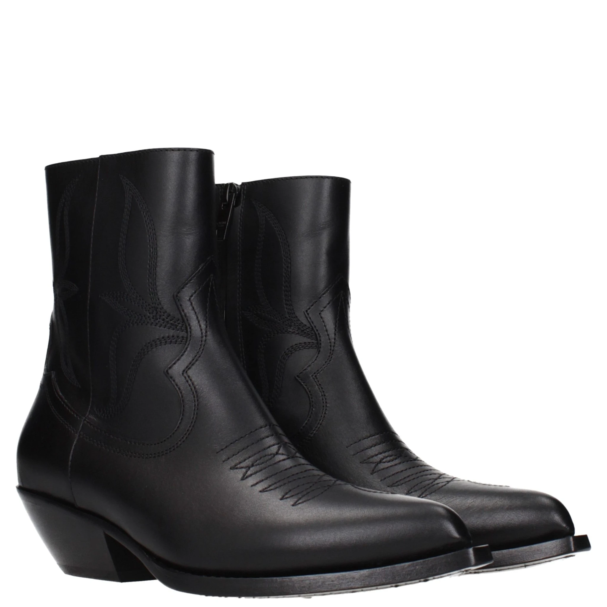 Black Leather Ankle Boots