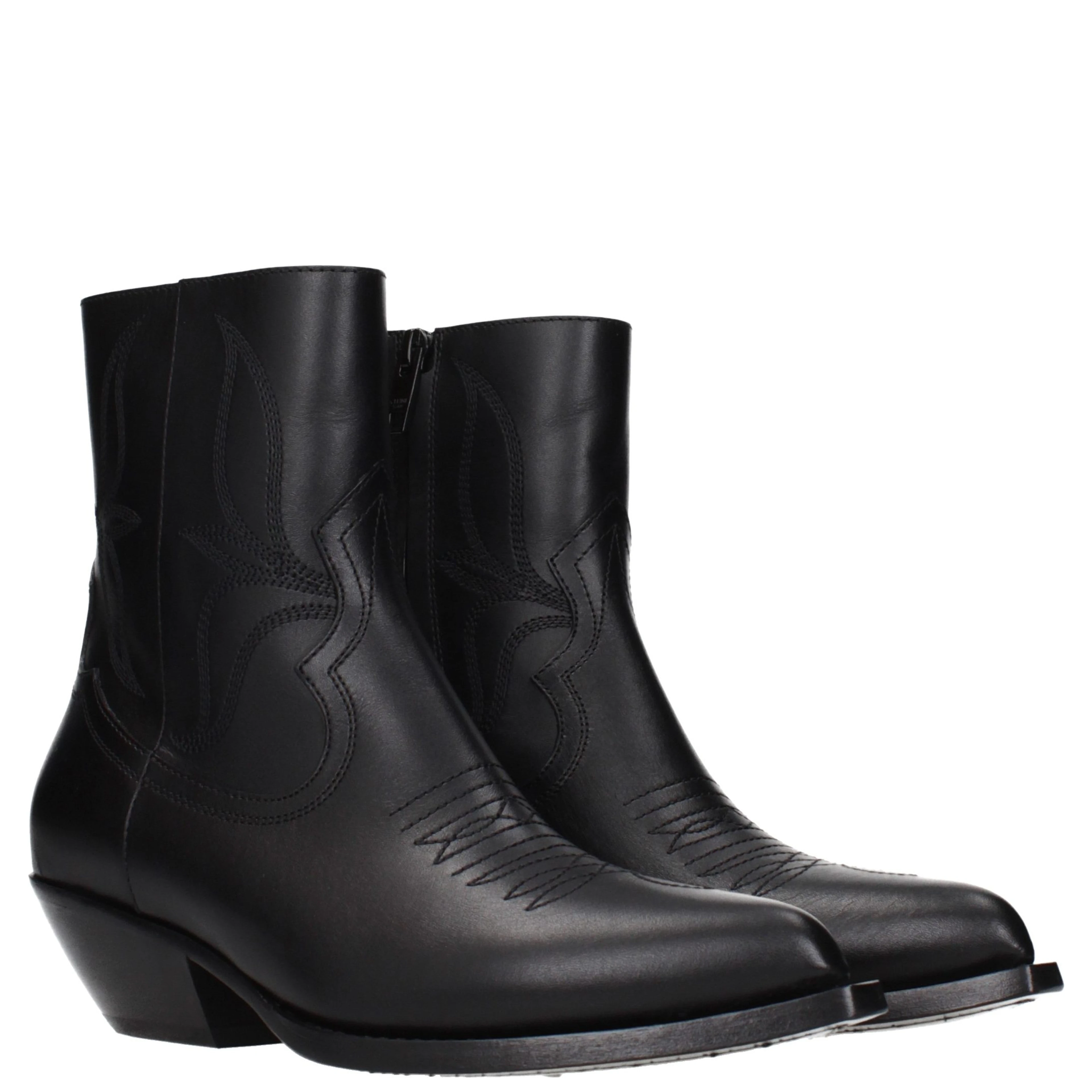 Black Leather Ankle Boots