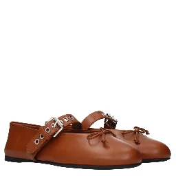 Brown Leather Ballet Flats