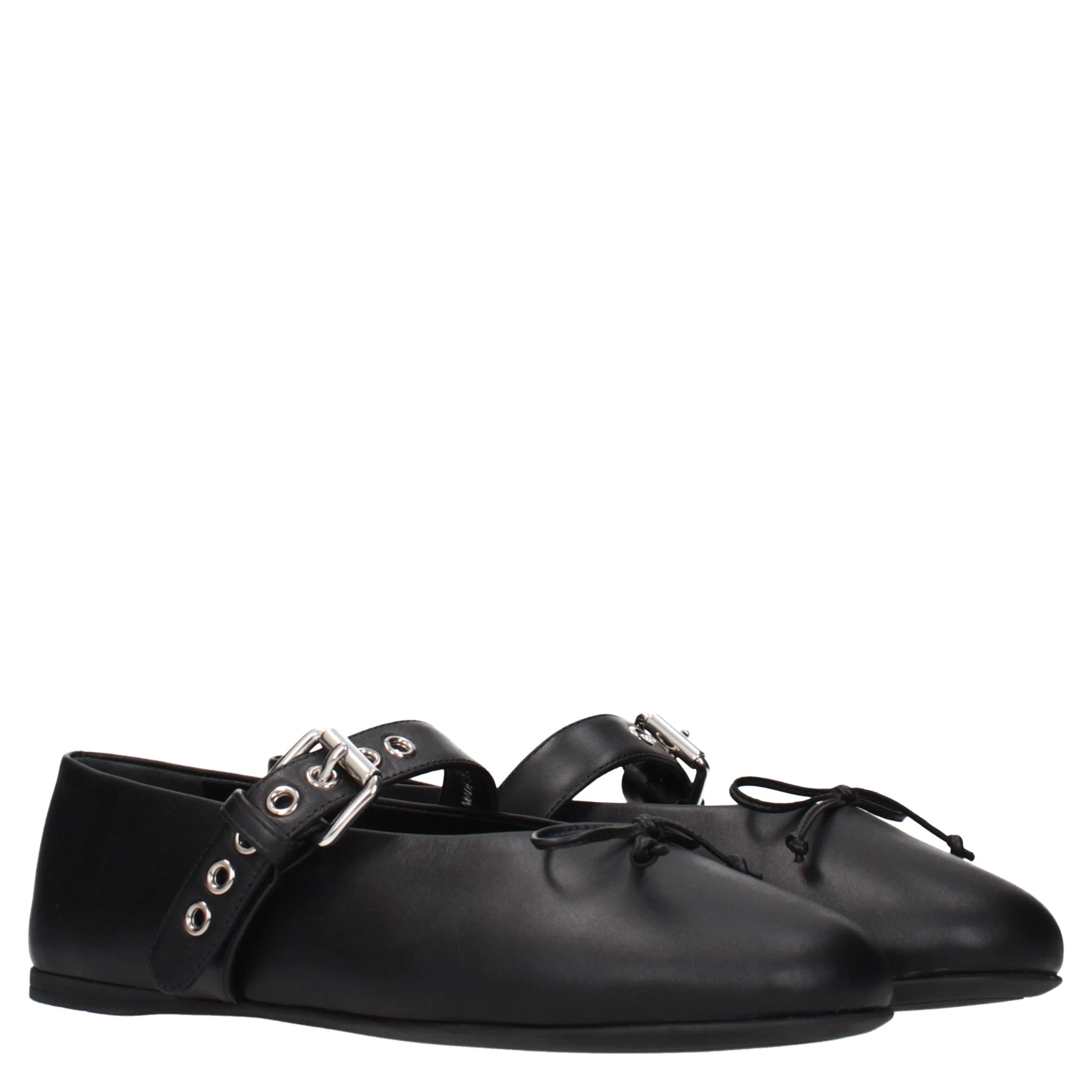 Black Leather Ballet Flats