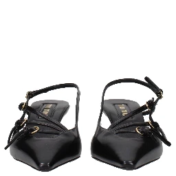 Black Leather High Heel Pumps