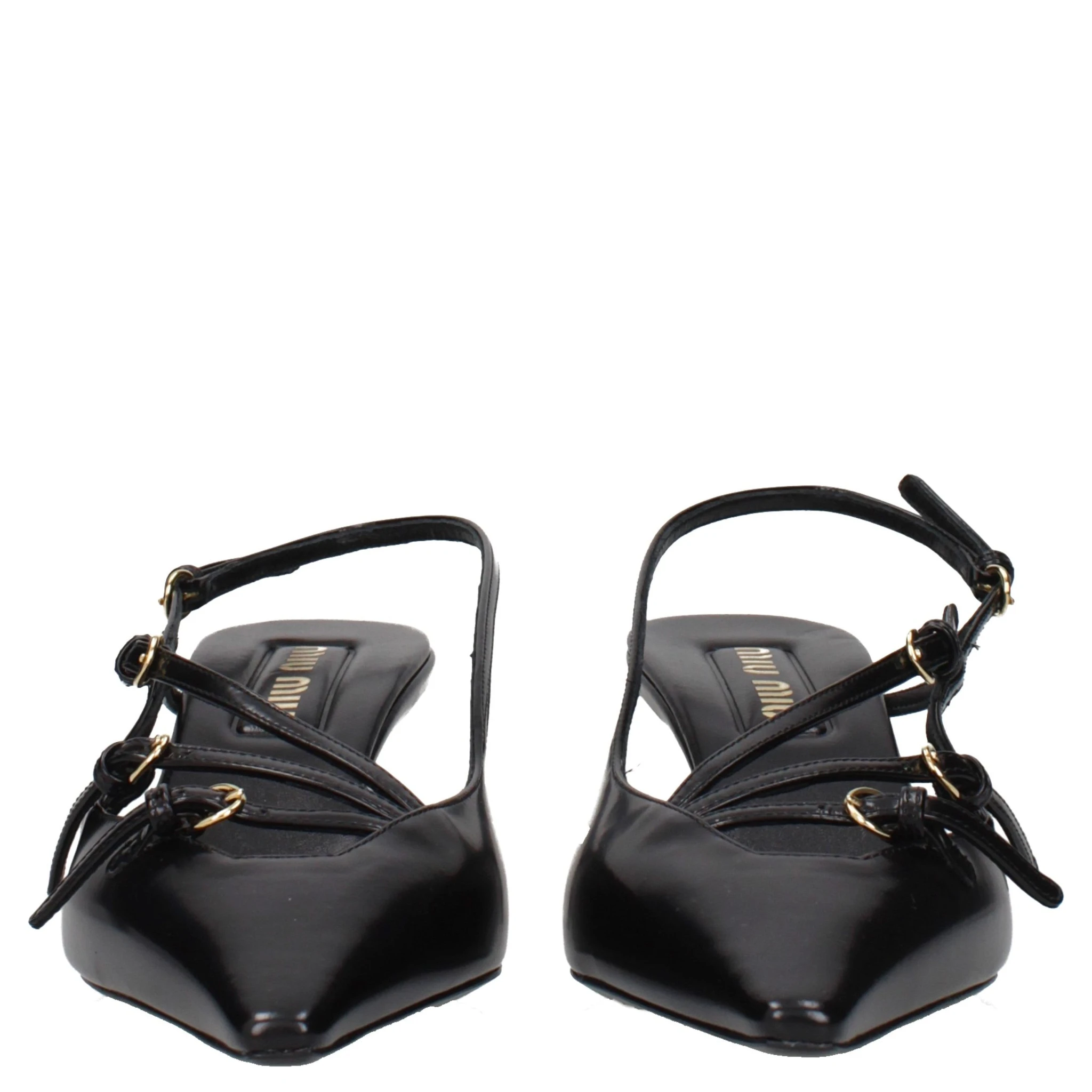 Black Leather High Heel Pumps