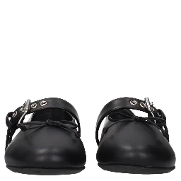 Black Leather Ballet Flats