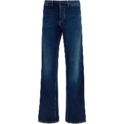 Blue Cotton Flared Jeans