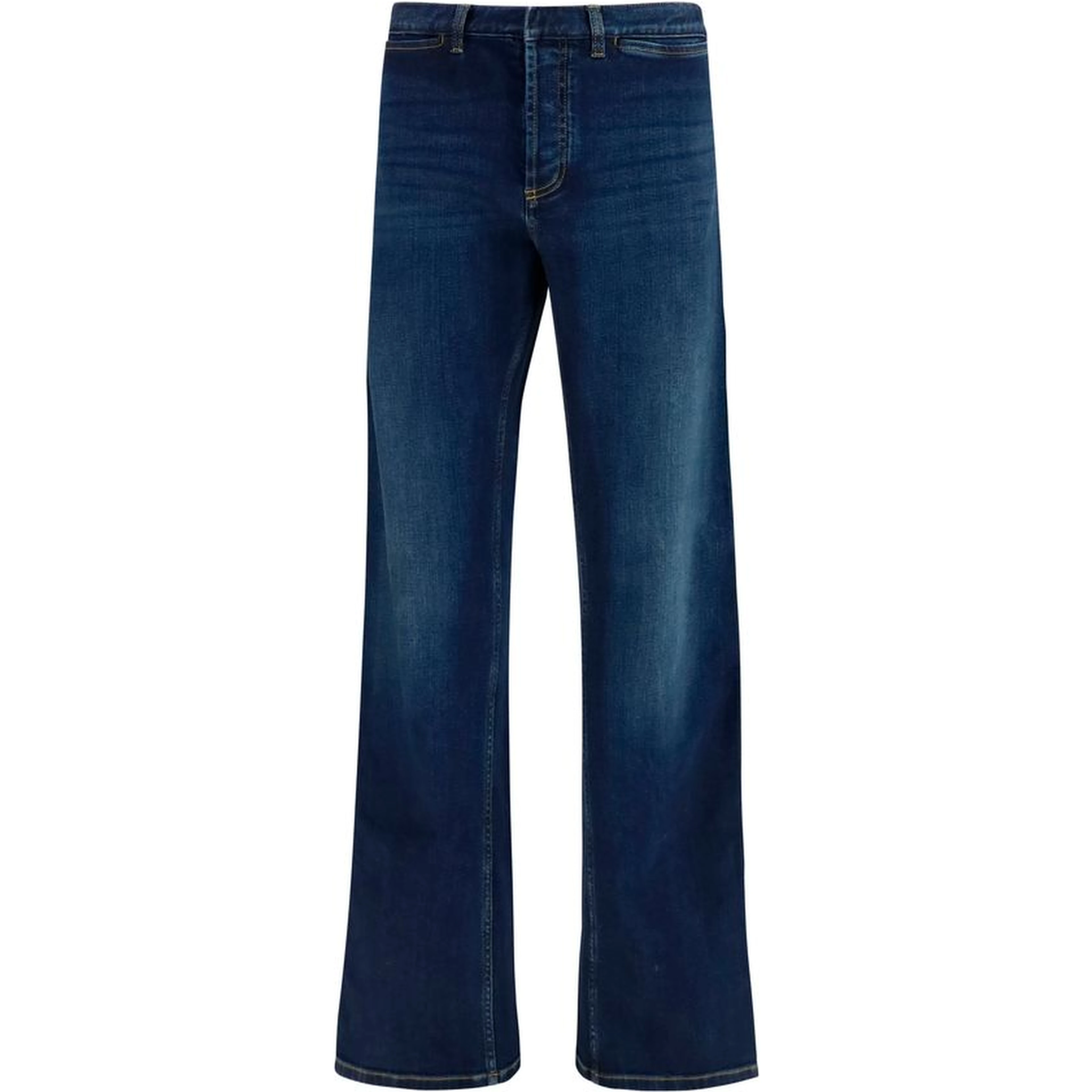 Blue Cotton Flared Jeans