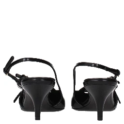 Black Leather High Heel Pumps