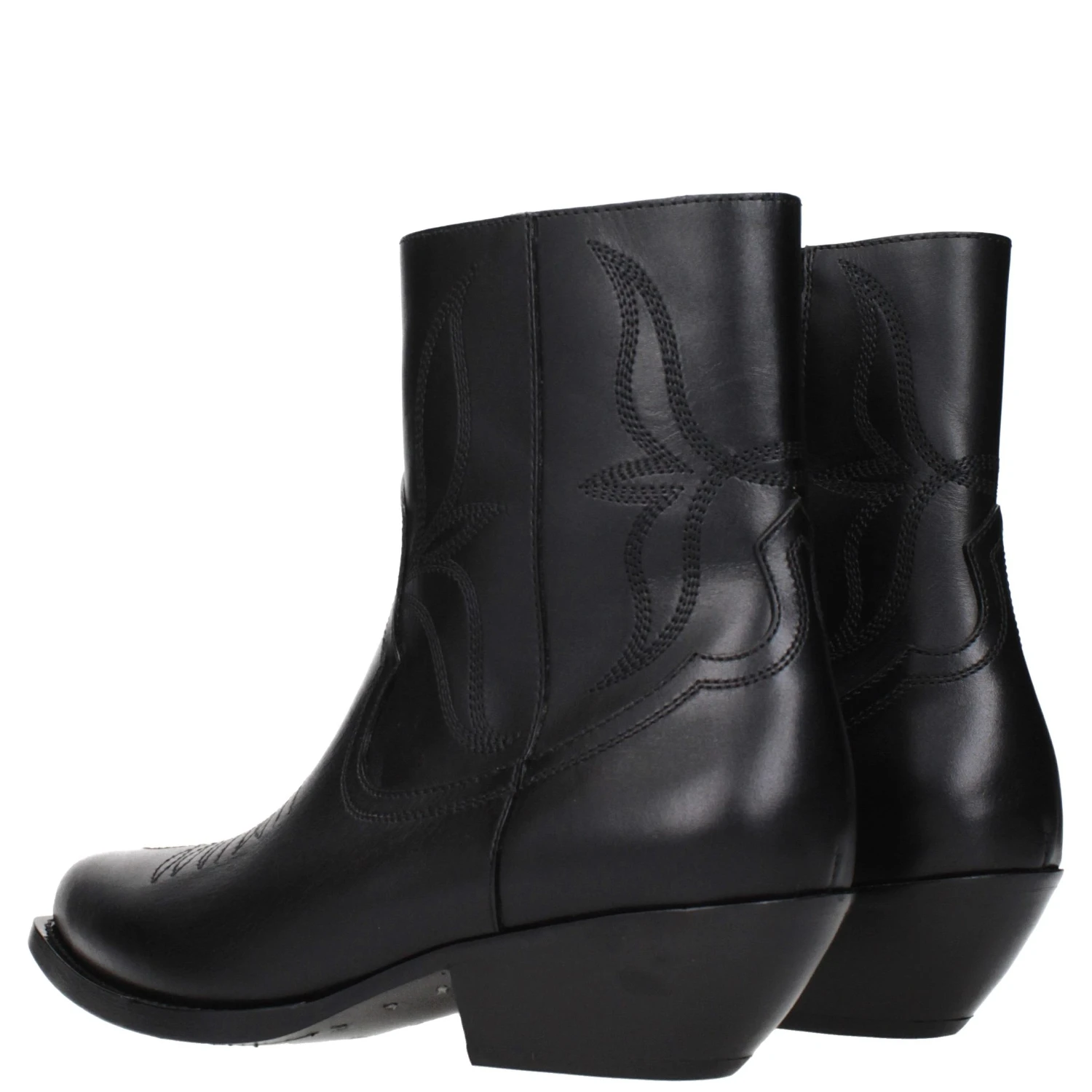 Black Leather Ankle Boots