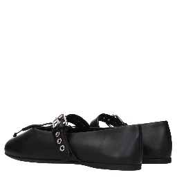 Black Leather Ballet Flats