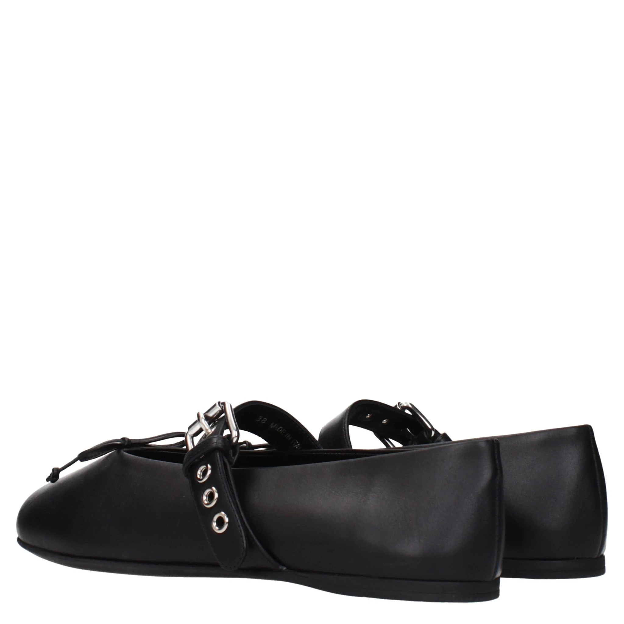 Black Leather Ballet Flats