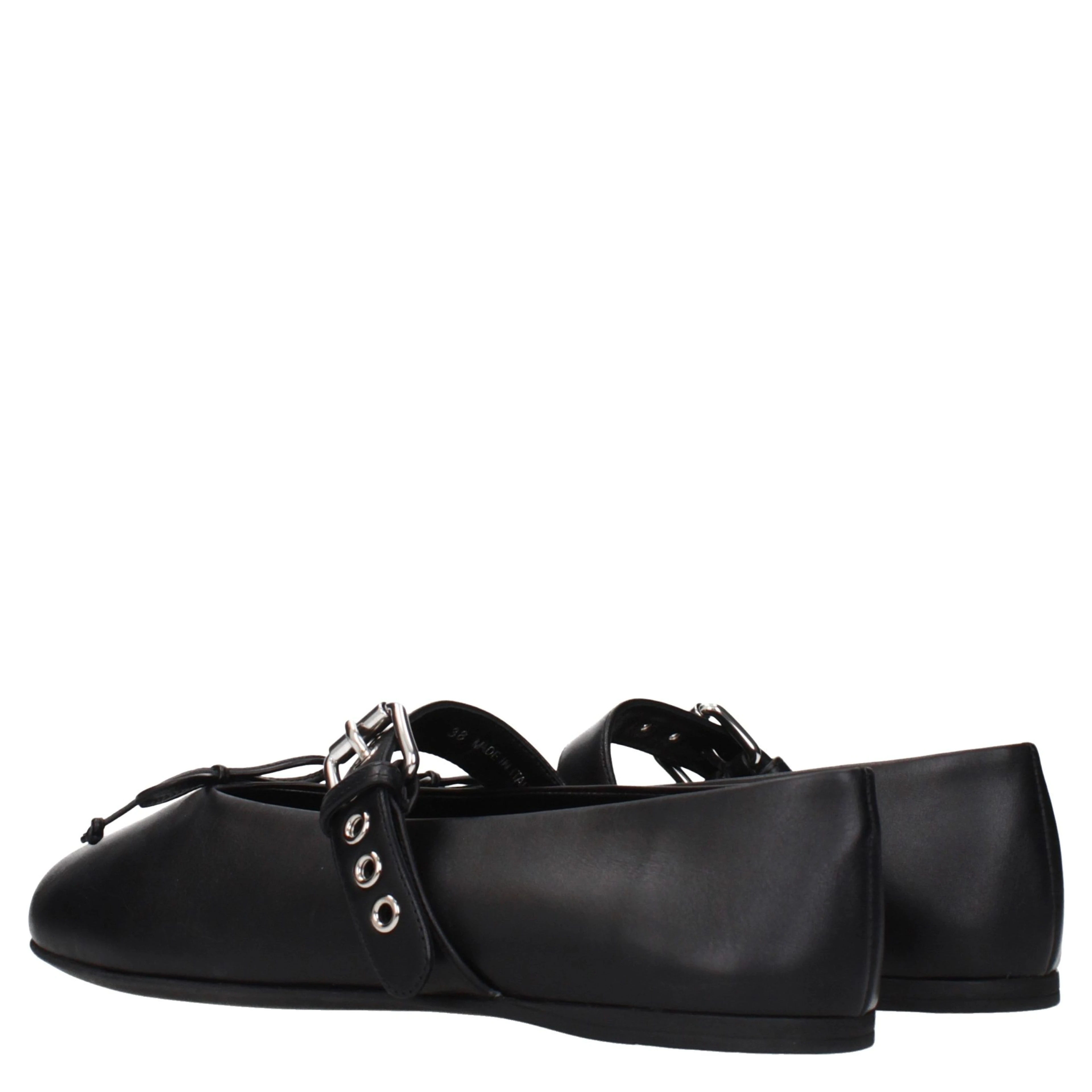 Black Leather Ballet Flats