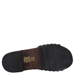 Black Leather Slippers