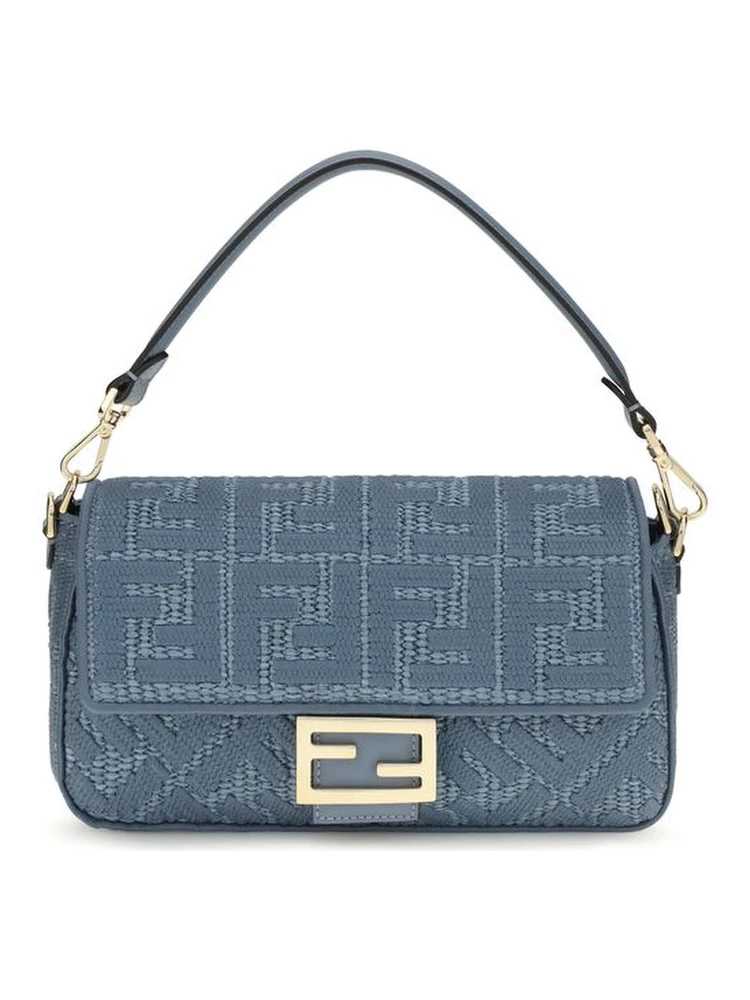 Blue Raffia Shoulder Bag