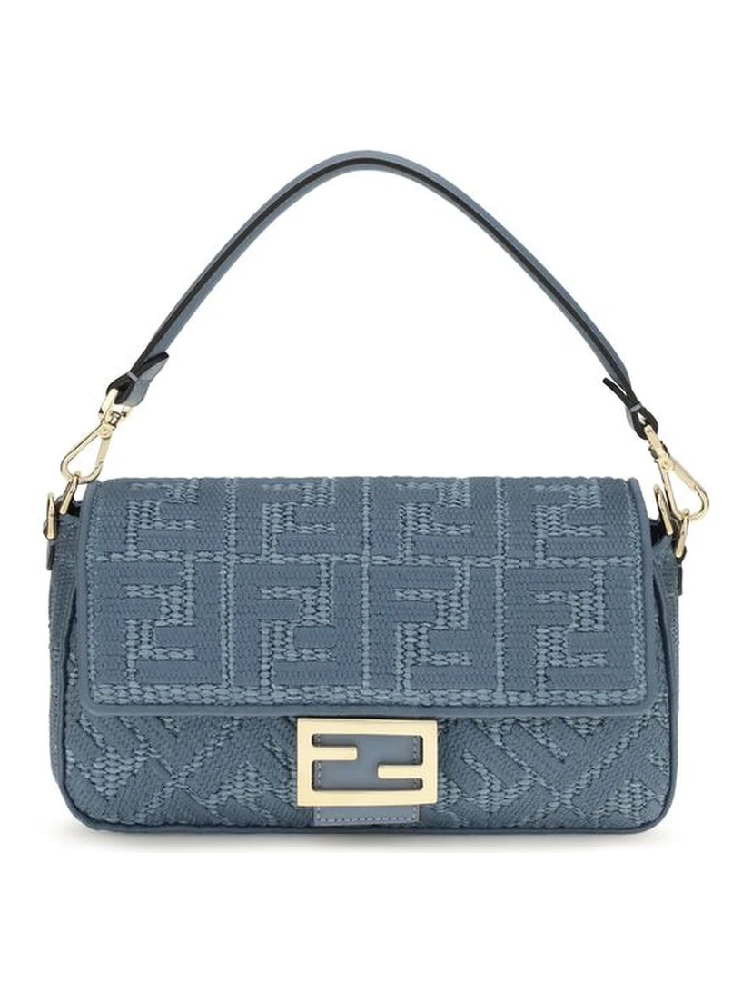 Blue Raffia Shoulder Bag