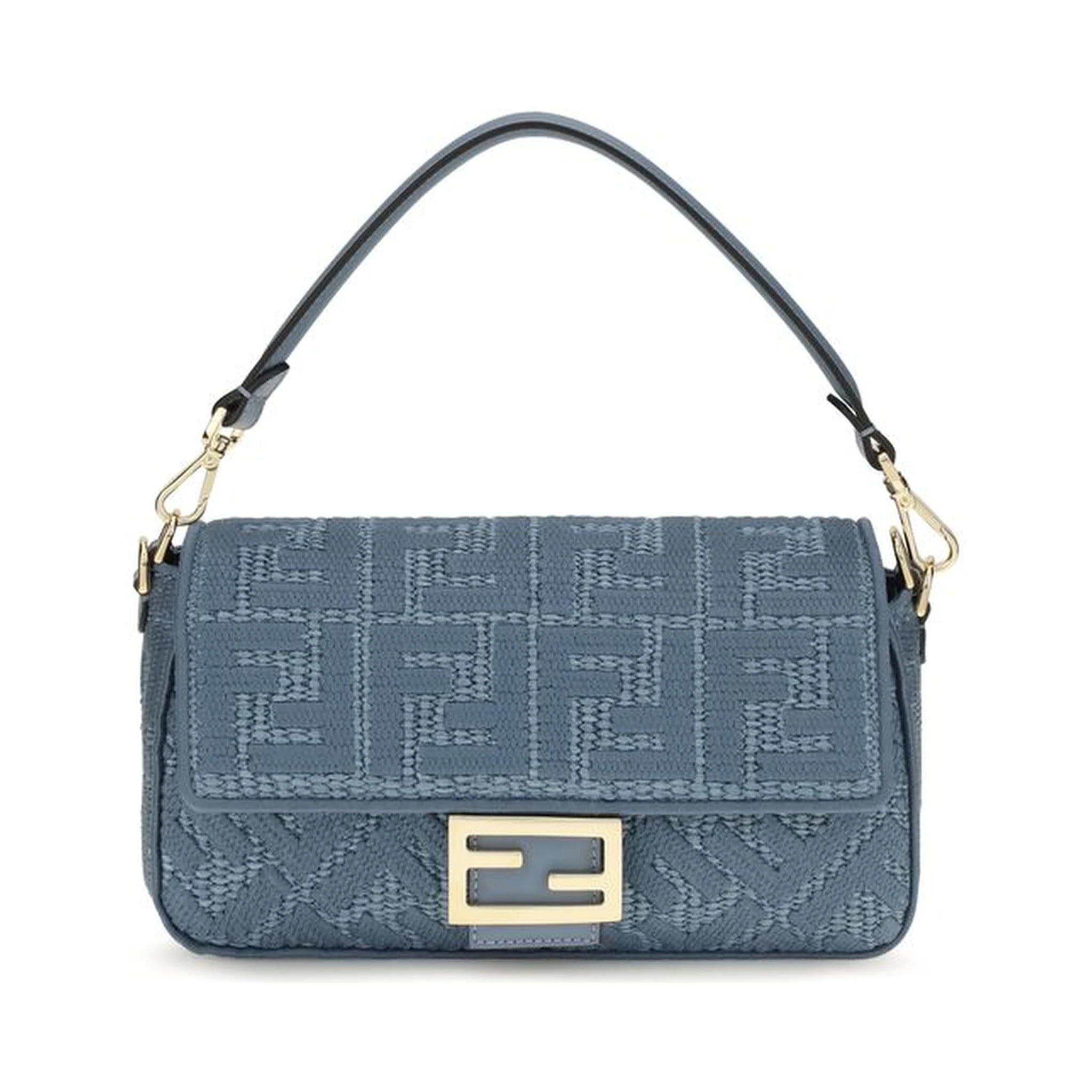 Blue Raffia Shoulder Bag