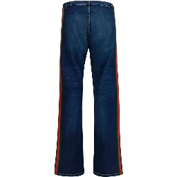 Blue Cotton Flared Jeans