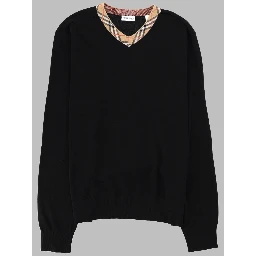 MAGLIA IN LANA MERINO CON SCOLLO "CHECK"
