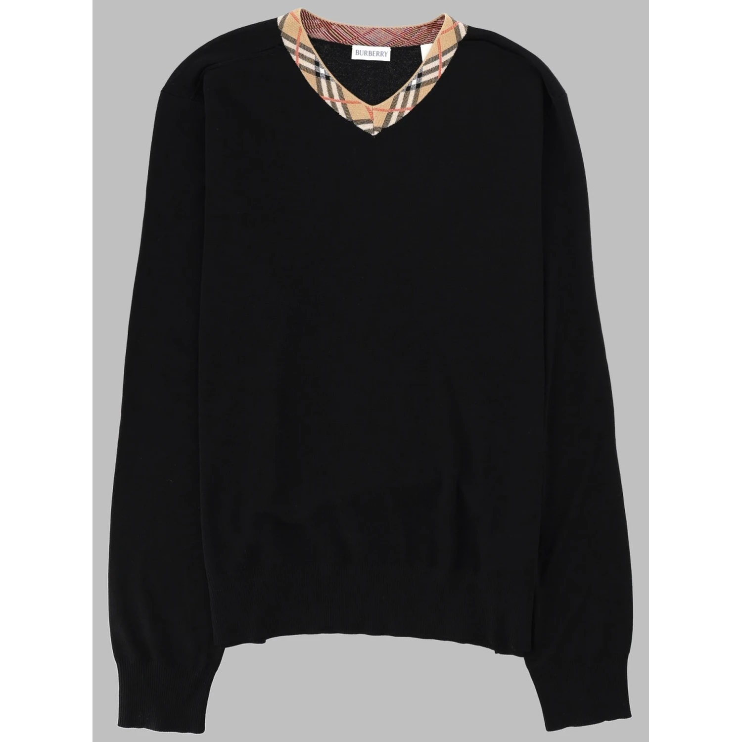 MAGLIA IN LANA MERINO CON SCOLLO "CHECK"