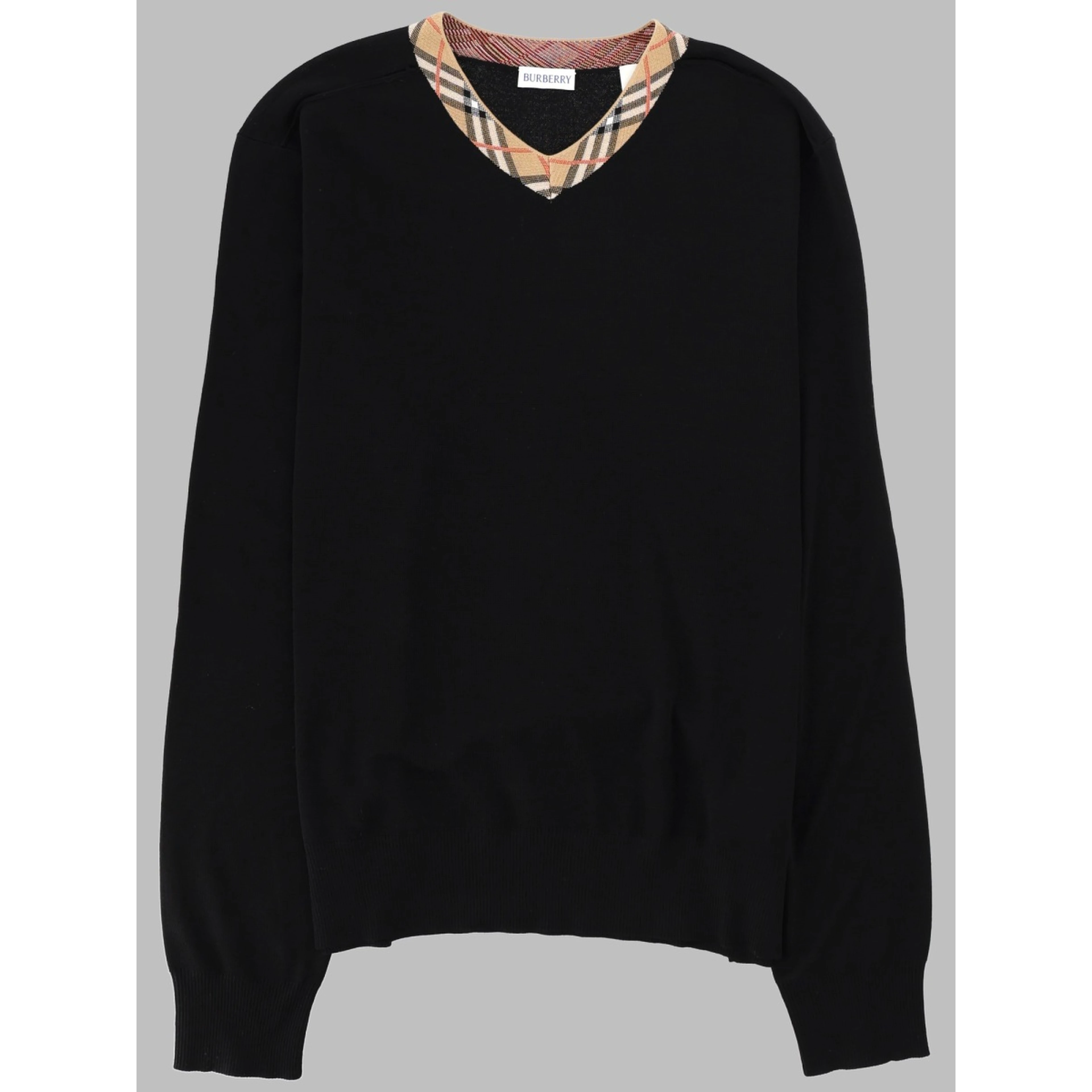 MAGLIA IN LANA MERINO CON SCOLLO "CHECK"