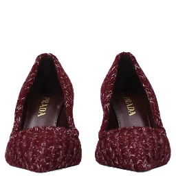 Red Fabric Mid Heel Pumps