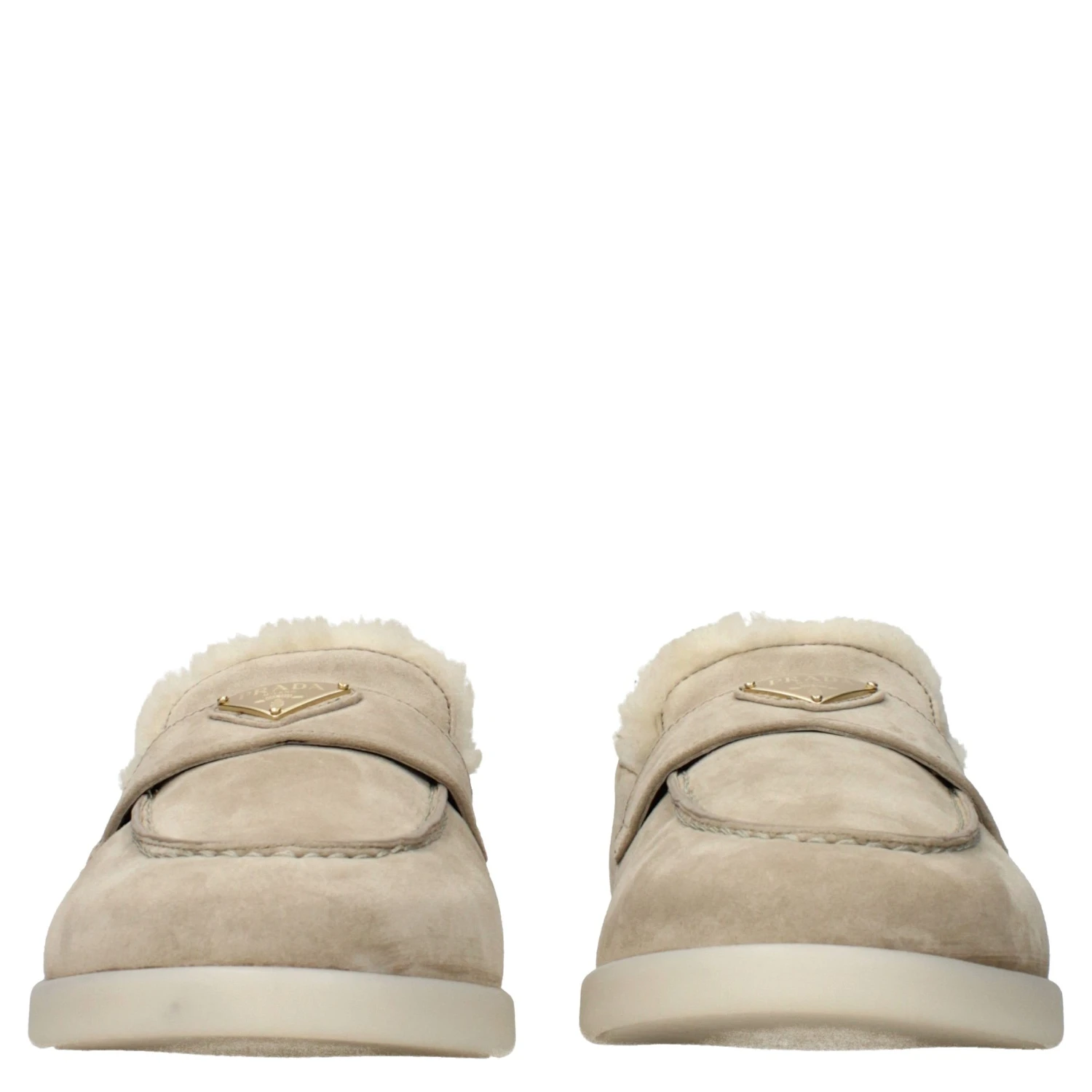 Beige Leather Slip-On Loafers