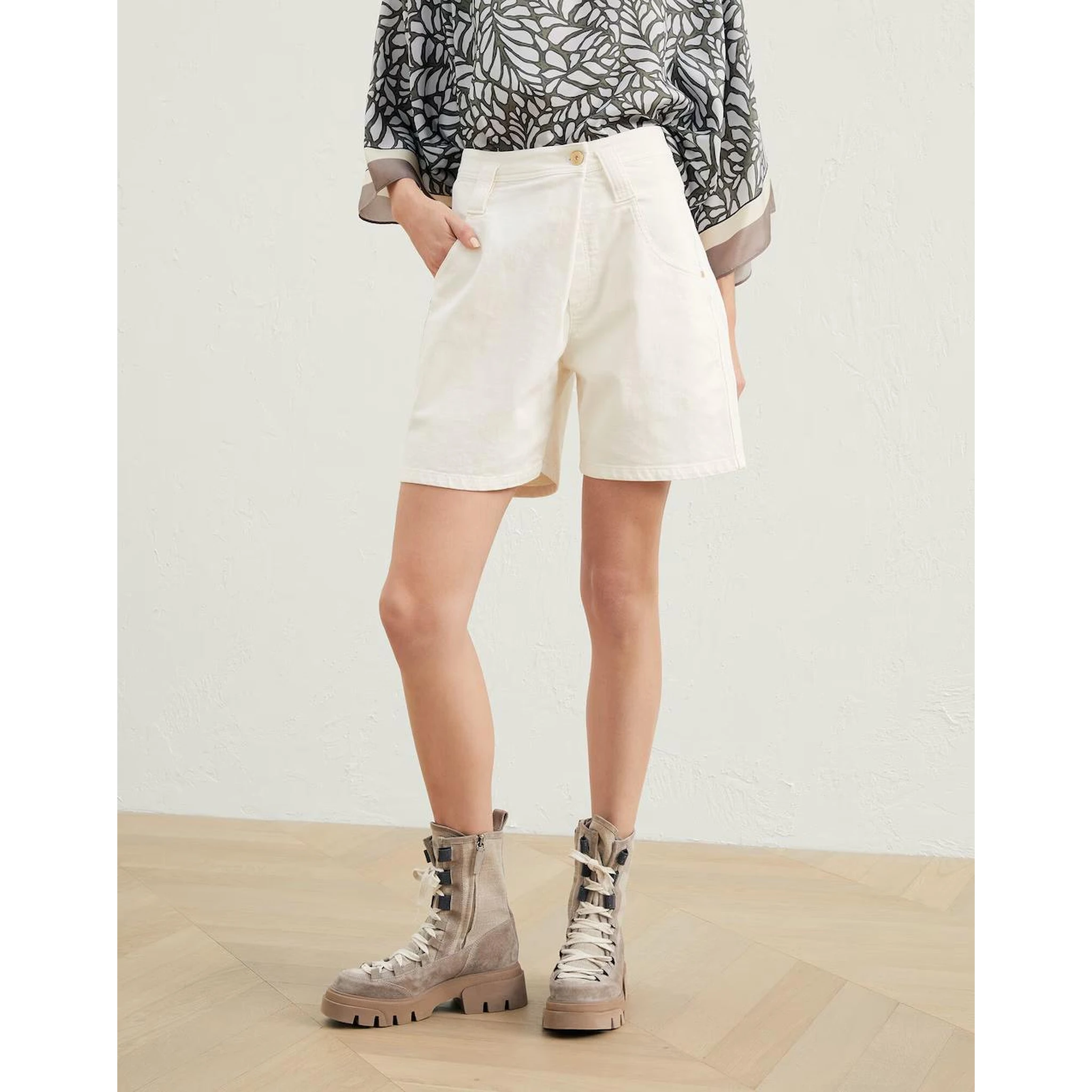 White Cotton Bermuda Shorts