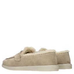 Beige Leather Slip-On Loafers