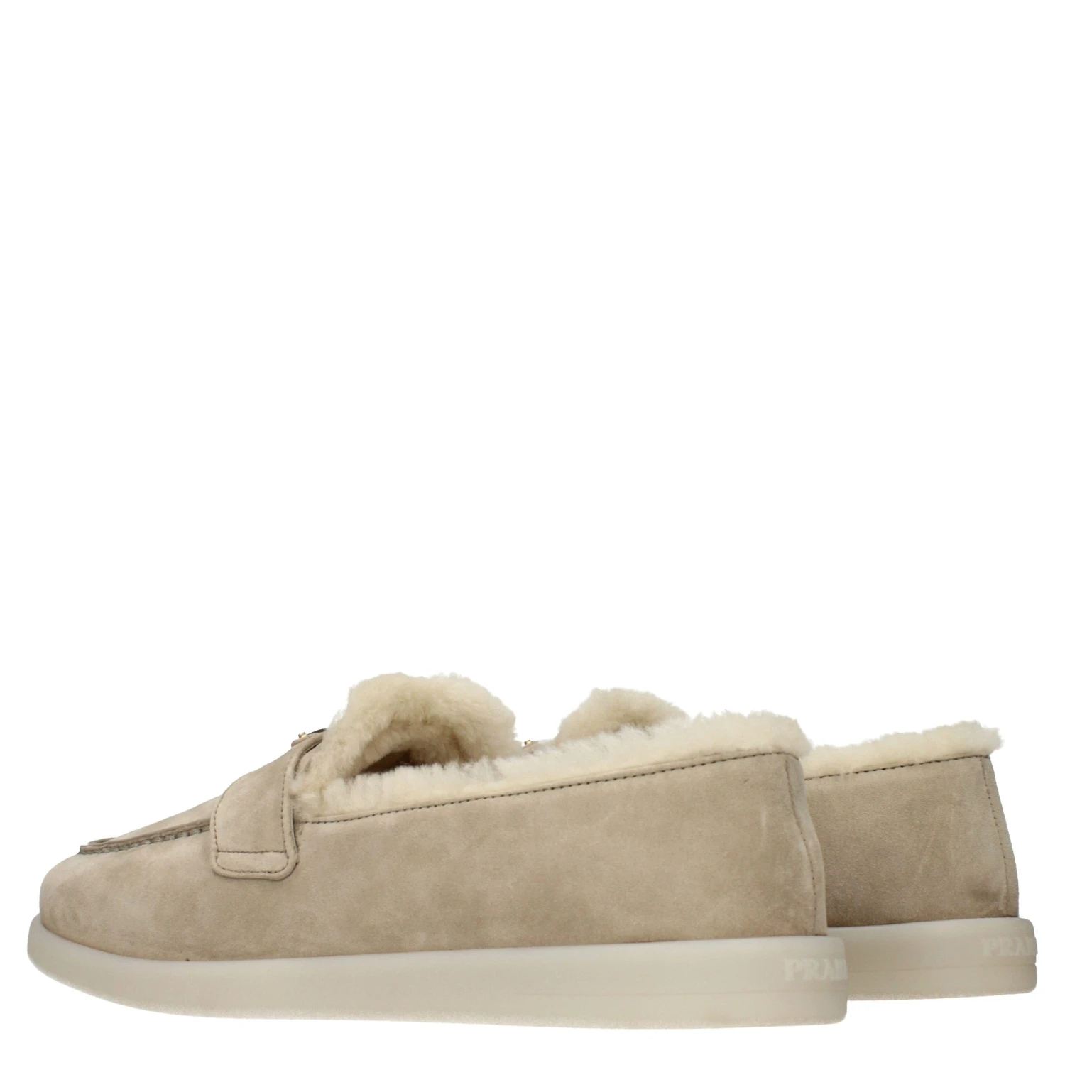 Beige Leather Slip-On Loafers