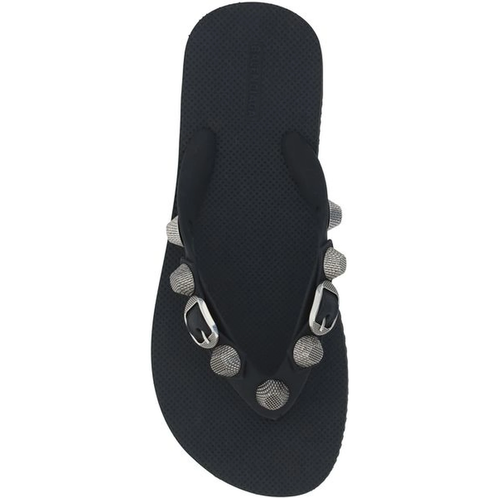 Black Polyurethane Flip-Flop Sandals