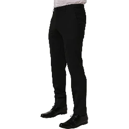 Black Wool Skinny Leg Dress Men Trouser Pants