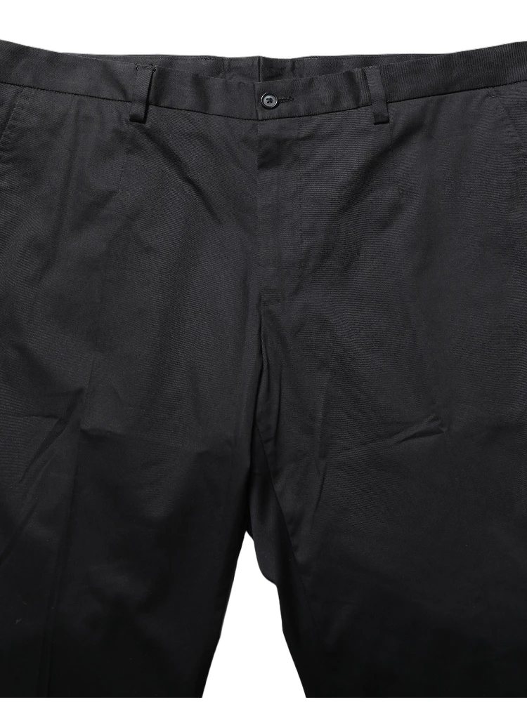 Black Cotton Tapered Leg Dress Trouser Pants