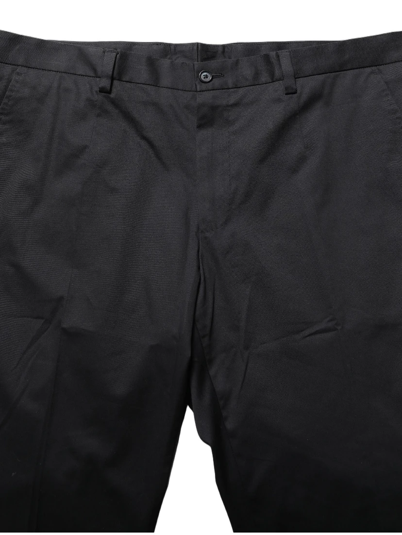 Black Cotton Tapered Leg Dress Trouser Pants