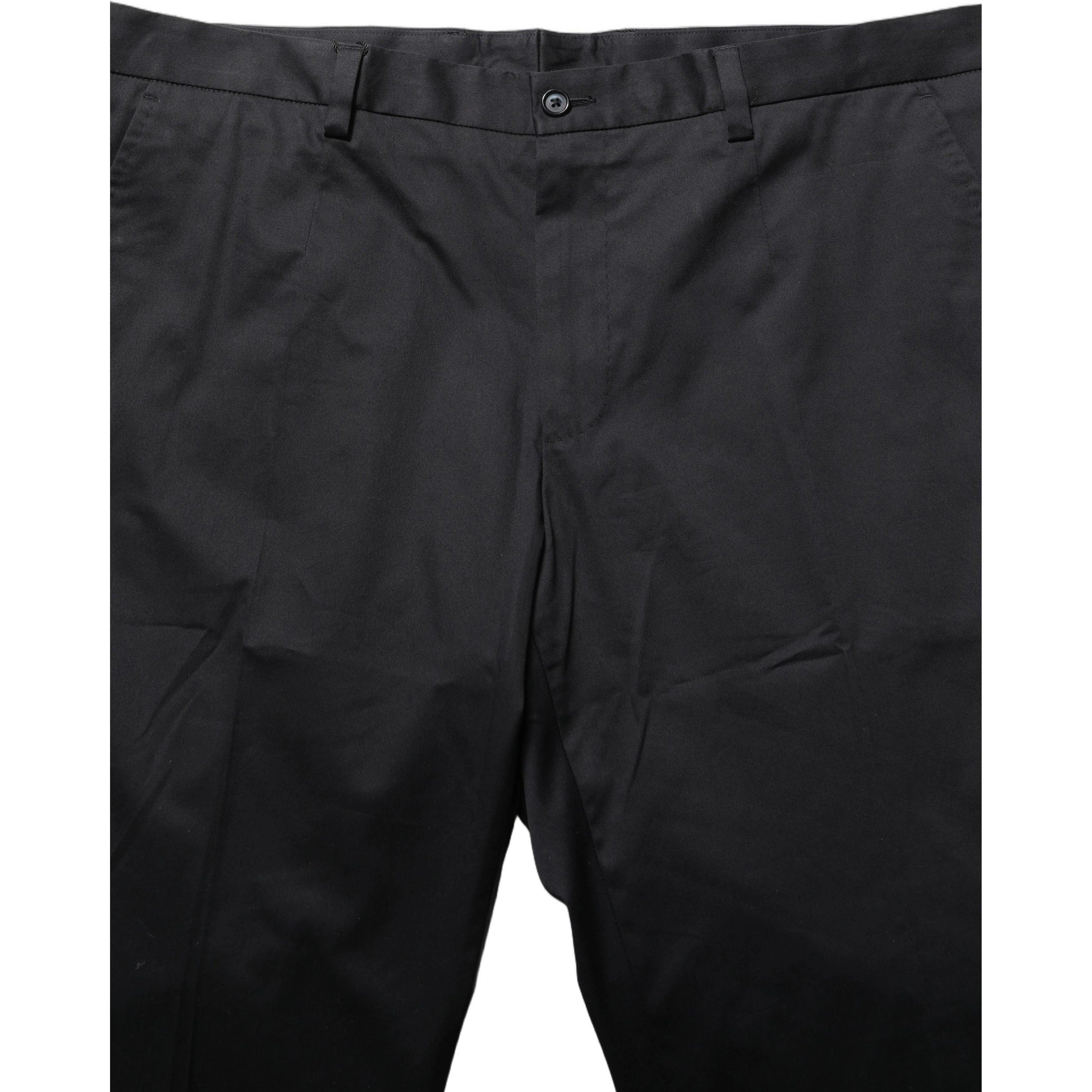Black Cotton Tapered Leg Dress Trouser Pants