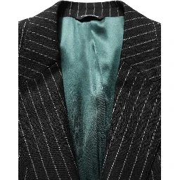 Black Stripes Wool Single Breasted Blazer