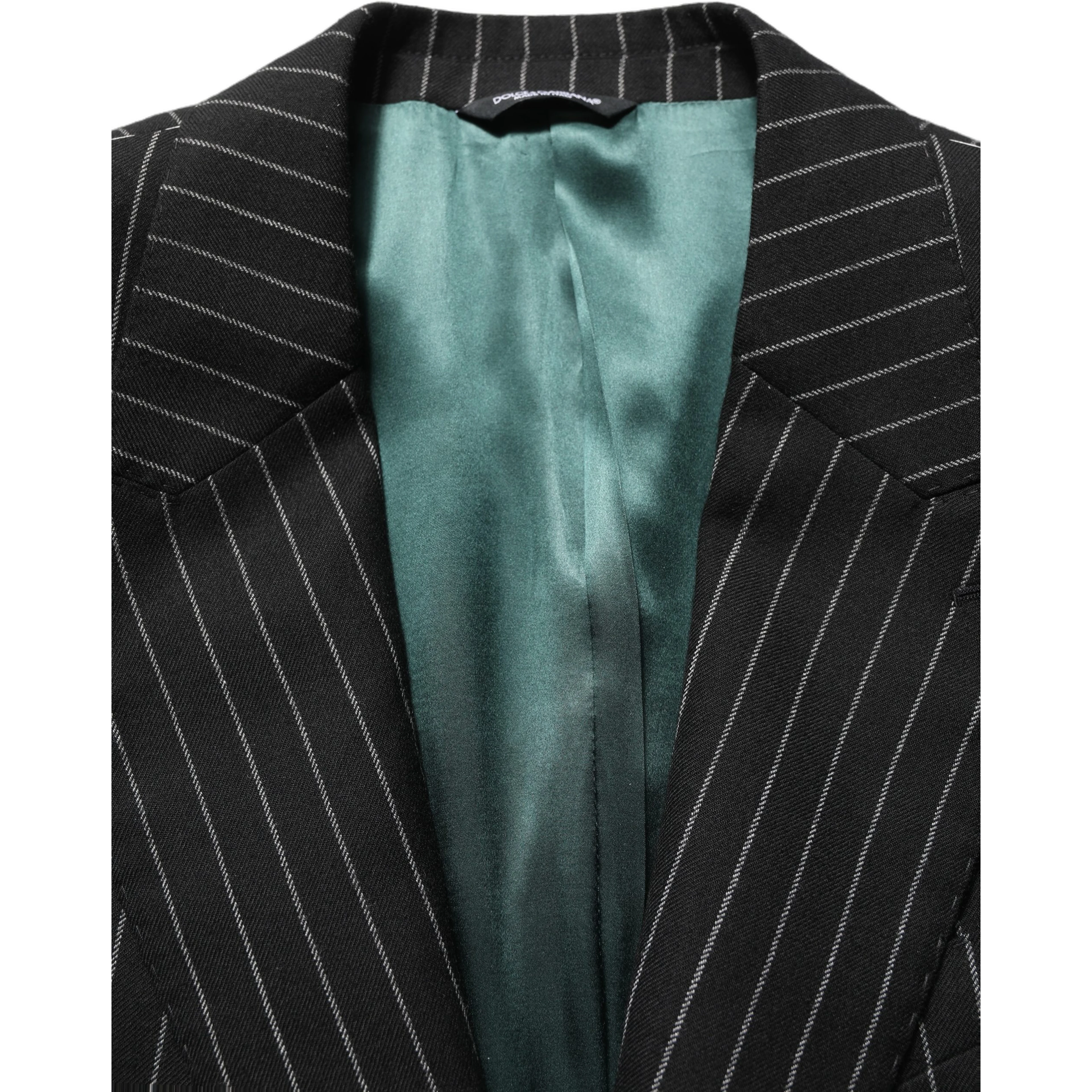 Black Stripes Wool Single Breasted Blazer