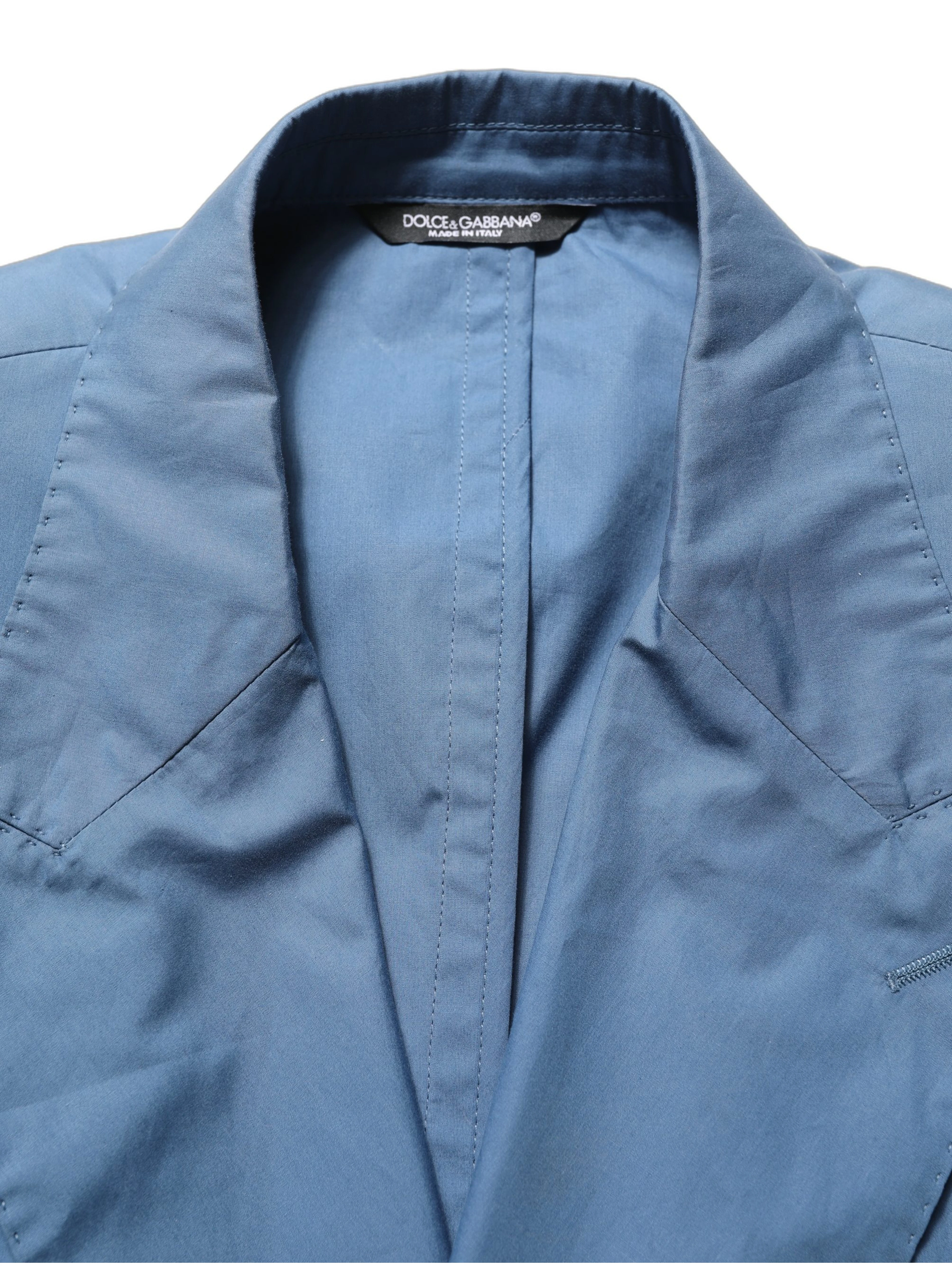 Blue Cotton Double Breasted Men Coat Blazer