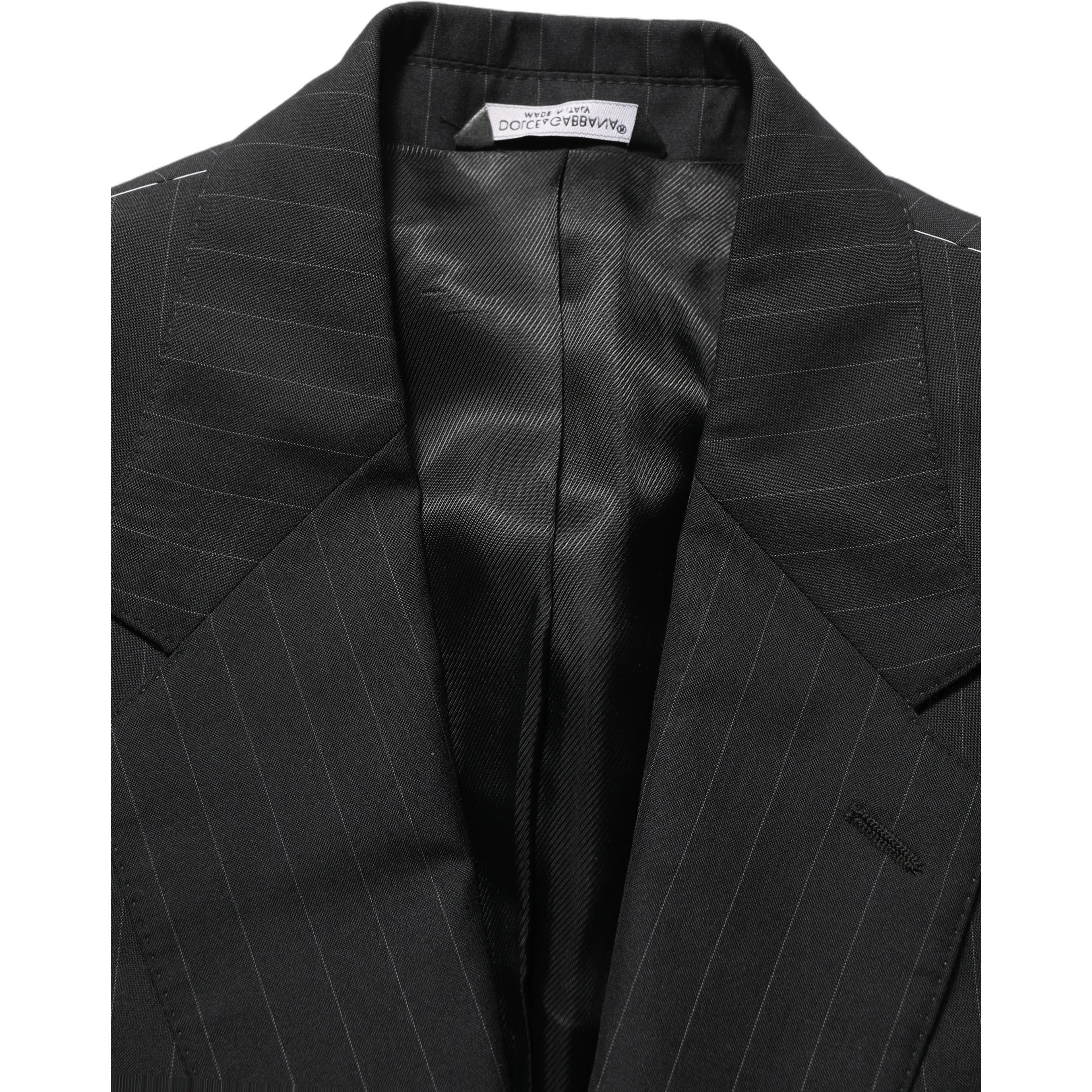 Black Stripes Wool Single Breasted Blazer