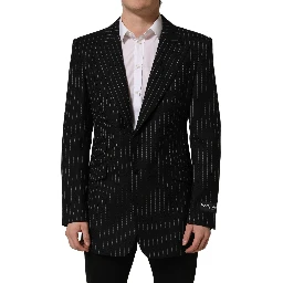 Black Stripes Wool Single Breasted Blazer